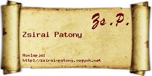 Zsirai Patony névjegykártya